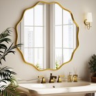 Round Wavy Mirror - 24 Inch Bathroom Vanity Mirror Metal Frame Circle Wall Mo...