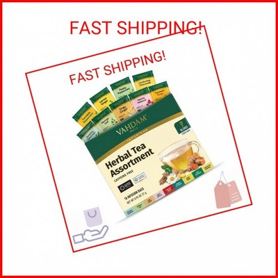 VAHDAM, Assorted Herbal Tea Sampler (18 Tea Bags, 9 Flavors) Caffeine-Free, Non-
