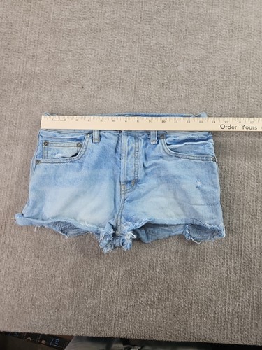 Free People Shorts Damen Gr. 25 Cut Off Button Fly Denim Jeansblau Used-Look - Bild 6 von 16