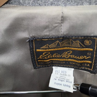 Vtg CC Filson Co Eddie Bauer Cape M 100% Virgin Wool Gray USA City
