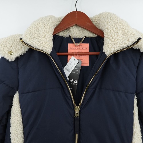 J CREW Signature Puffer Long Jacket Women XS Blue Sherpa Gorpcore Apres Ski - Bild 7 von 22