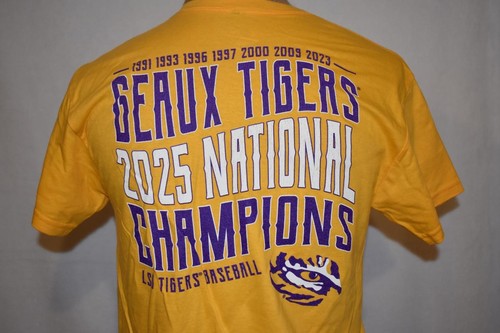 Camiseta dorada LSU Tigers de béisbol 2025 campeones nacionales GEAUX TIGERS - Imagen 2 de 4