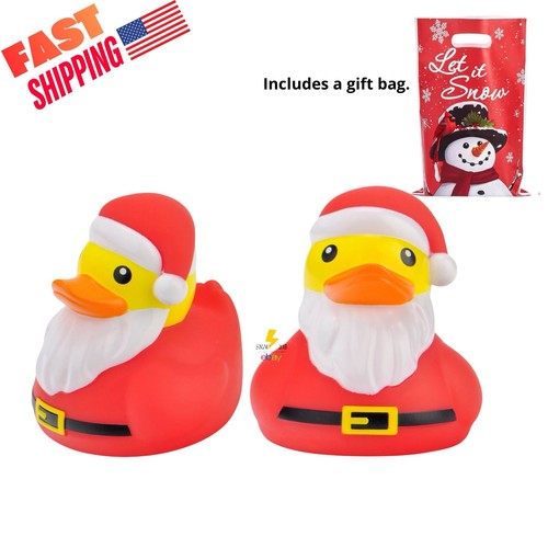 Gummiente als Weihnachtsmann verkleidet, JEEP Geschenk Weihnachten Nikolaus Ente, Figuren Urlaub - Bild 1 von 9