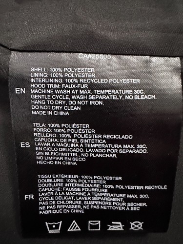 Abrigo Chaqueta Parka Noize Negro Acolchado Libre de Crueldad Piel Sintética Capucha Para Mujer Pequeña - Imagen 11 de 15