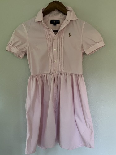 Polo Ralph Lauren Baumwolle Oxford Kurzarm Hemd Kleid Mädchen Größe 12 - Bild 2 von 10