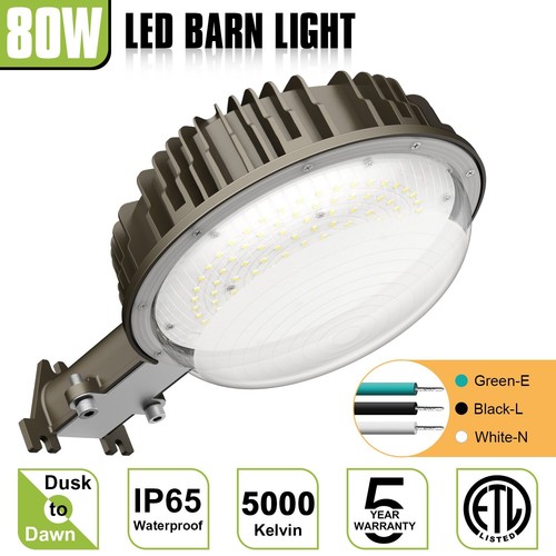 LED Barn Yard Light Dusk-to-Dawn 80W 100W 150W Outdoor Security Floodlight ETL - Picture 13 of 18
