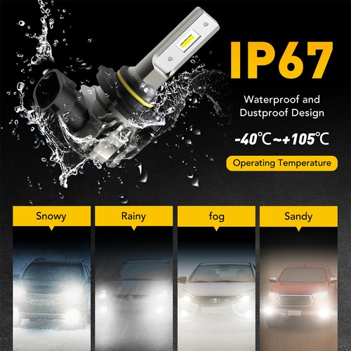 Pair H10 LED Headlight Fog Light Bulb Xenon White Waterproof Error Free AUXITO - Picture 4 of 11