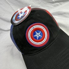 Marvel Hat Cap Strap Back Mens OS Black Captain America Hulk Brave New World