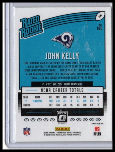 Donruss Optic #195 2018 John Kelly rojo y amarillo - Imagen 2 de 2