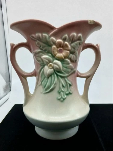 Vintage Hull Pottery Pink Floral Vase