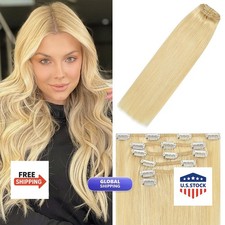 WindTouch Clip in Hair Extensions Bleached Blonde 12 Inch 7PCS Human Hair