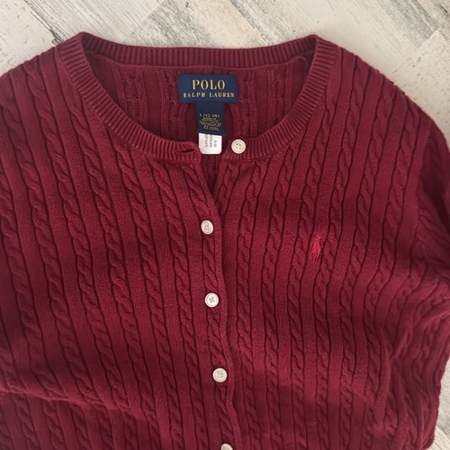 Polo Ralph Lauren dark red burgundy cardigan Large (12/14) - Picture 9 of 9