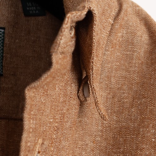 Gitman Vintage Chambray Camp Shirt Size 14.5 Tan Slub Cotton Linen - Picture 3 of 4