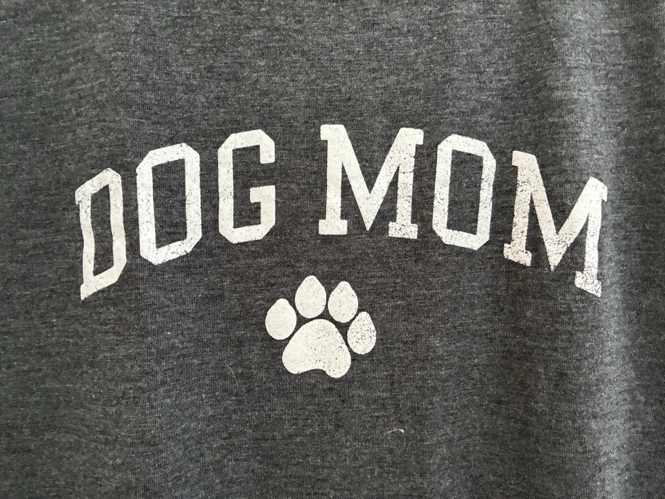 Camisa moderna de lujo para mujer perro mamá mezcla de poliéster cuello redondo manga corta gris XL Foto 3 de 4