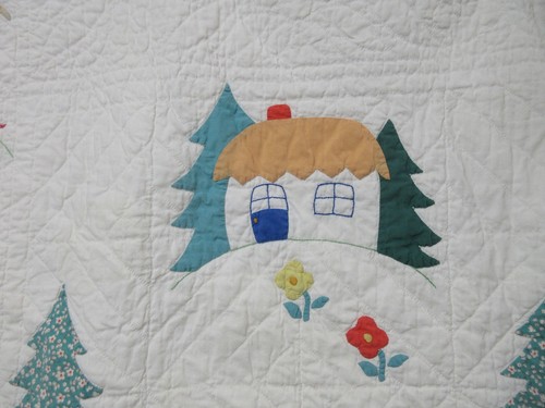 53x37" Vtg 1950s BABY KID QUILT Handmade Snow White & Seven Dwarves AMAZING! - Bild 2 von 18