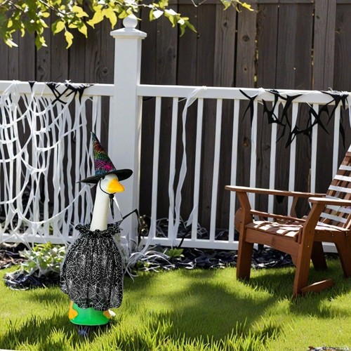 Schwarzes Halloween Gans Outfit mit Spinnenspitze für 23 Zoll Veranda Dekoration - Bild 6 von 7