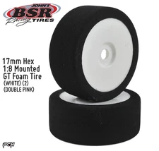 BSR Racing 1/8 Pre-Mounted GT Foam Tires (White) (2) (XX Pink)