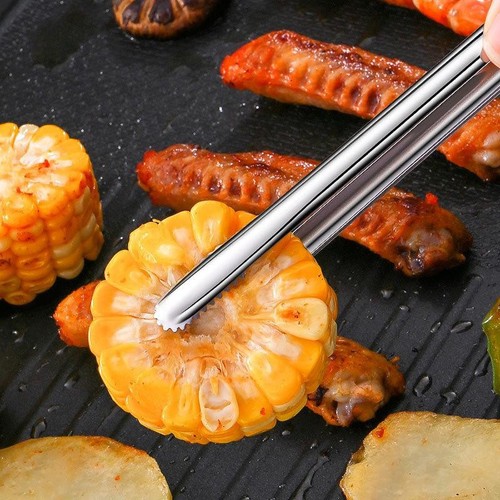 Stainless Steel BBQ Tongs - Non-Slip Food Clip for Steak, Bread, Cooking & Party - Picture 7 of 23