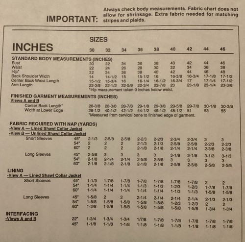 Ann Person Sewing Pattern #1036 Shawl Collar Jacket - Bust Size 30-46 - Picture 3 of 6