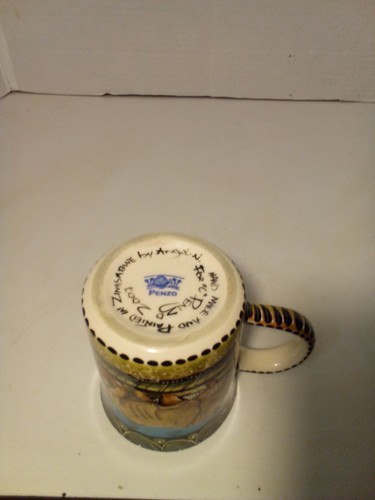 Taza Penzo Zimbabwe África cerámica hecha a mano pintada a mano 2007 cebra rinoceronte - Imagen 15 de 16