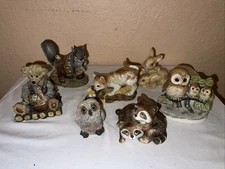 VTG Lot of 9 Figurines & Decorations Wildlife, Nature, Animals Adorable Resin