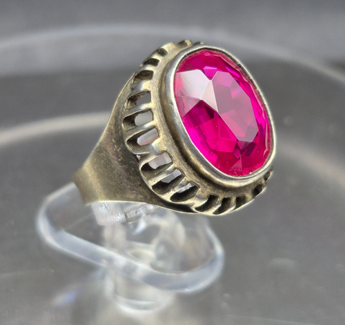 Vintage sowjetisch russischer Rubin 875 * Sterlingsilber Ring Schmuck Größe 8,25 - Bild 6 von 24