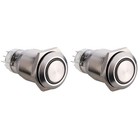  2 stücke dc12v 16mm 5/8 "weißer ring led metall selbstverriegelung verriegelung