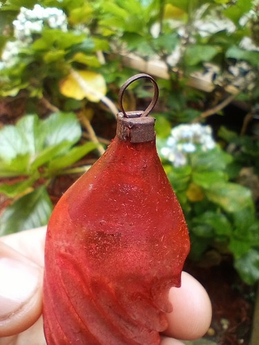 TWISTED APPLE CORE hour glass Christmas mercury glass antique ornament 3" Lot - Picture 3 of 6