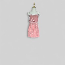 Forever 21 Dress Womens Small Pink Crushed Velvet Spaghetti Strap Mini Soft Glam