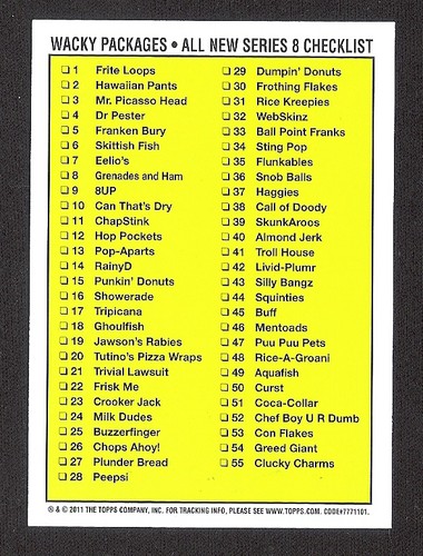 2011 Topps Wacky Packages ANS8 Series 8 COMPLETE BASE SET of 55 stickers nm+ - Picture 2 of 2