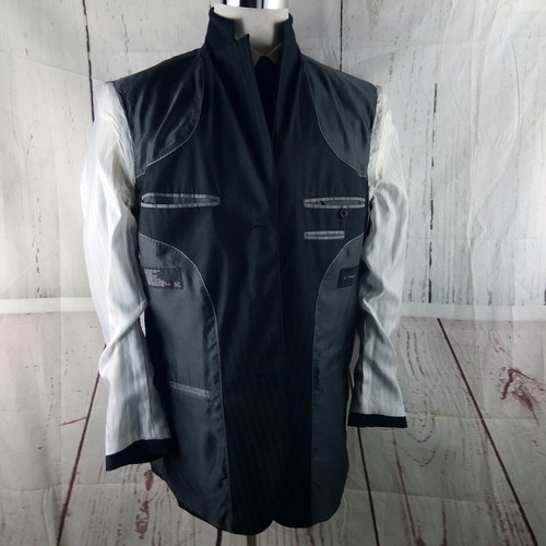 J. Ferrar 42R 3 Button Black Striped Suit Jacket - Picture 9 of 9