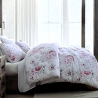 3pc Brooks Brothers Pink Roses Floral KING Duvet Sham Set Linen Cotton Blend NEW