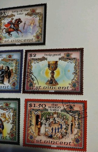 Briefmarken St. Vinzenz 1986 Die Legende von König Artus - 8er Set - Bild 3 von 5