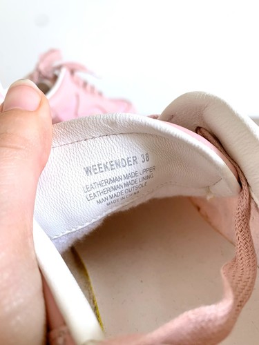 ROLLIE Weekender pink lace up leather metallic lace up sneakers sz 38 - Picture 12 of 13