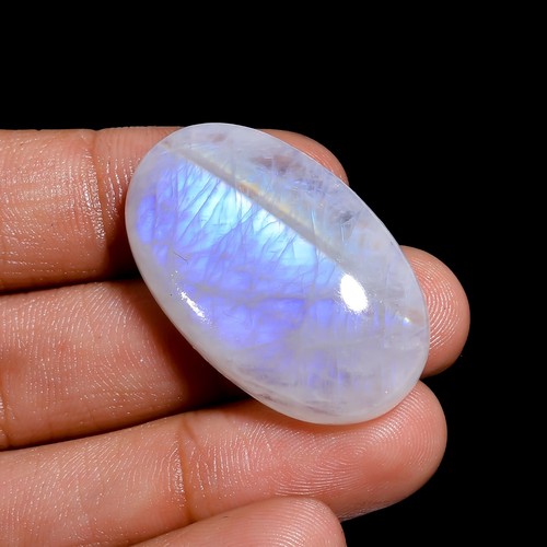 53.50 Cts Natural Rainbow Moonstone Oval Cabochon Loose Gemstone 34X21X8 mm - Picture 1 of 7