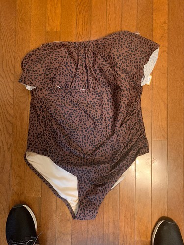 Women's Bandeau Flounce High Coverage 1 Piece Swimsuit Kona Sol Animal 20W NWT48 - Picture 3 of 8