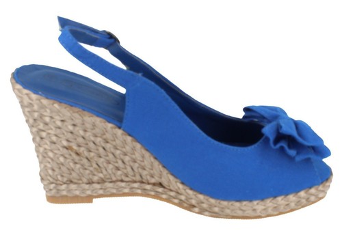 Spot r8a Wedge Canvas Rope On Ladies F1r957 Effect Peep Shiny Blue Toes TqTwOBrxP