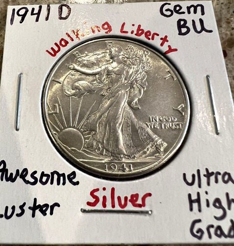 1941 D Walking Liberty Half Dollar Gem BU🔥Awesome Luster🔥Fabulous Eye Appeal🔥 - Picture 1 of 4