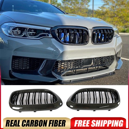 For BMW G30 G38 F90 M5 2017-2019 Real Carbon Front Kidney Grille Grill Twin Slat - Picture 1 of 15
