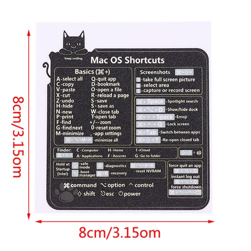 1PC Design for Mac OS System Keyboard Shortcut Sticker Black No residue Lapto LI - Afbeelding 3 van 11