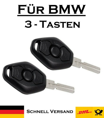 2x Autoschlüssel Gehäuse für BMW - Ersatz 3 Tasten PKW Funk Fernbedienung KS05 - Picture 1 of 4