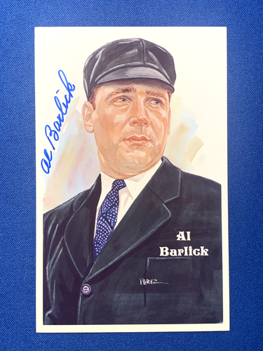 Al Barlick HOF handsignierte Perez Steele Original Postkarte Schiedsrichter 7x WS - Bild 1 von 2