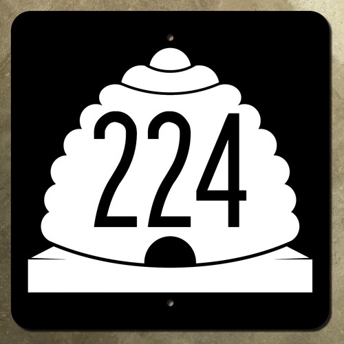 Utah State Route 224 highway marker road sign beehive Park City ski 12x12 in.