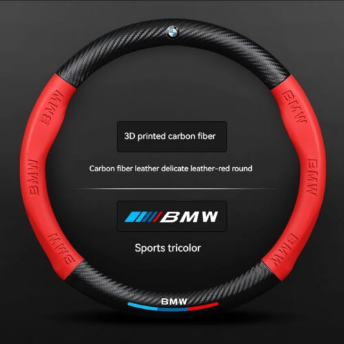 Leather Carbon Fiber Anti-Slip Steering Wheel Cover for M E46 E39 E60 E90 E91 - Picture 11 of 20