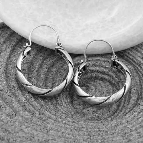 Boucles D'oreilles Huggie 12 Mm Plaqué Argent 925 - Zirconium Cubique - Fermeture à Clip - Style Cerceau