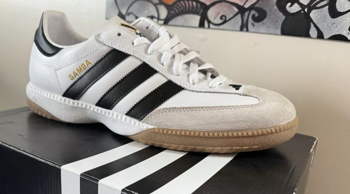 Adidas Samba Soccer Shoes Mens Size 11.5 White Black Stripes Leather Classic Og eBay