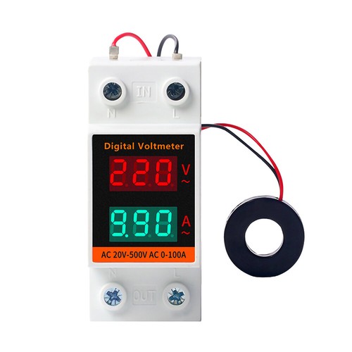 Voltmetro digitale LCD Din Rail amperometro misuratore di elettricità AC 60-500V 0,00-99,9A - Foto 4 di 18