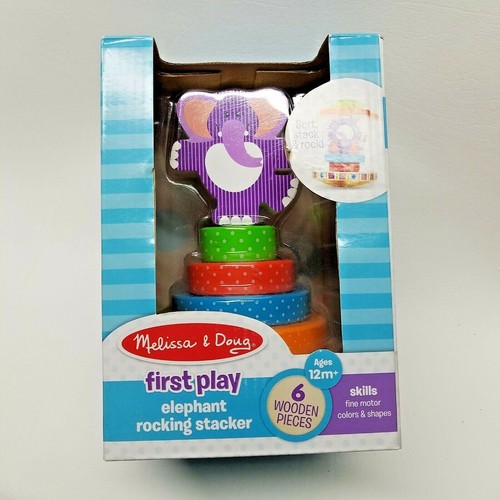 Melissa & Doug, FIRST PLAY ELEPHANT ROCKING STACKER, 12 Months +, New - Picture 1 of 5