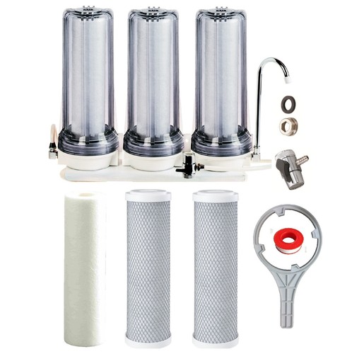 Water Filter Tinted Bench Top Countertop 2x 0.5uM Carbon Block Filters CT-1-C.5 - Picture 8 of 12