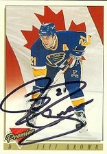 Jeff Brown autographed Hockey Card (St. Louis Blues) 1994 Topps Premier #381